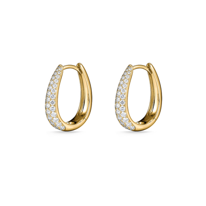18K Yellow Gold Diamond Paramount Pave Hoop Earrings (Small)