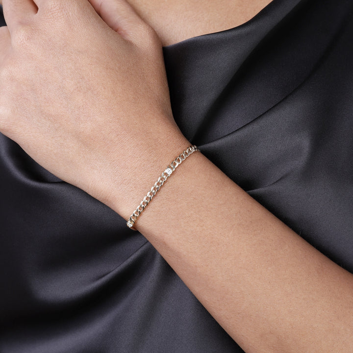 14K Yellow Gold Diamond Bezel Set Chain Bracelet
