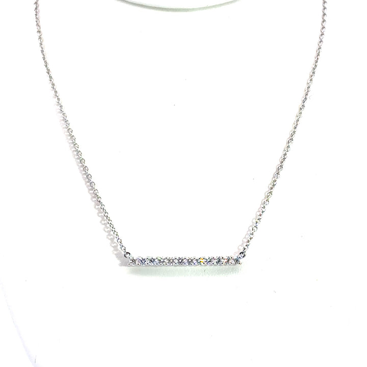 18K White Gold Diamond Bar Necklace (Small)
