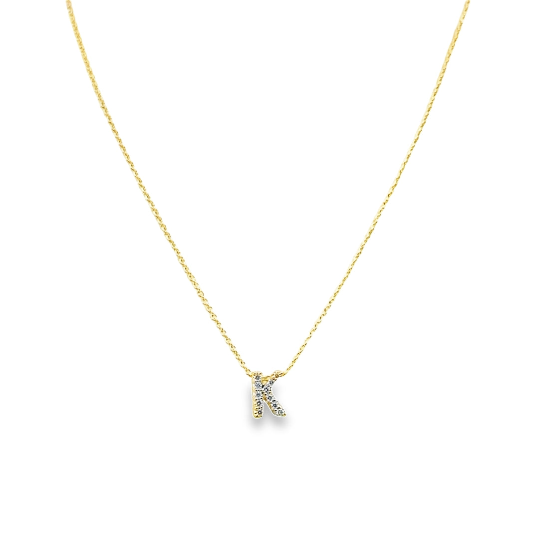 18K Yellow Gold Diamond Tiny Treasures Love Letter "K" Pendant Necklace