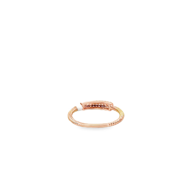 14K Rose Gold Diamond Pave Ribbed Ring