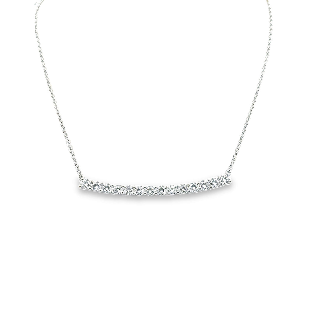 18K White Gold Diamond Bar Necklace (Large)