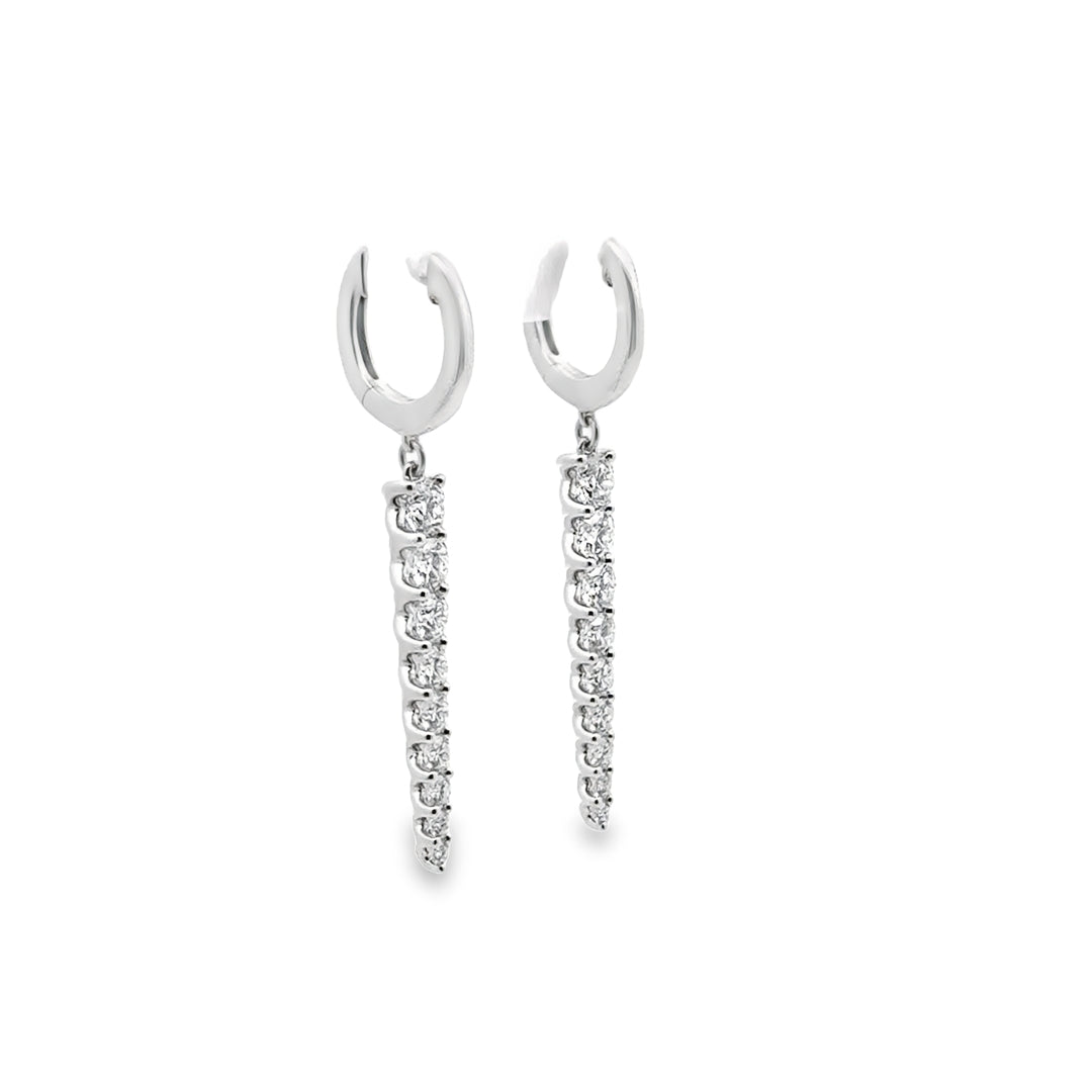 18K White Gold Diamond Identity Drop Hoop Earrings (Medium)