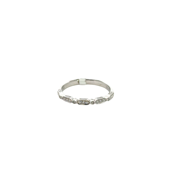 14K White Gold Diamond Bezel Stacker Ring