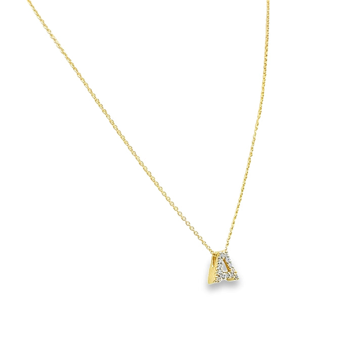 18K Yellow Gold Diamond Tiny Treasures Love Letter "A" Pendant Necklace