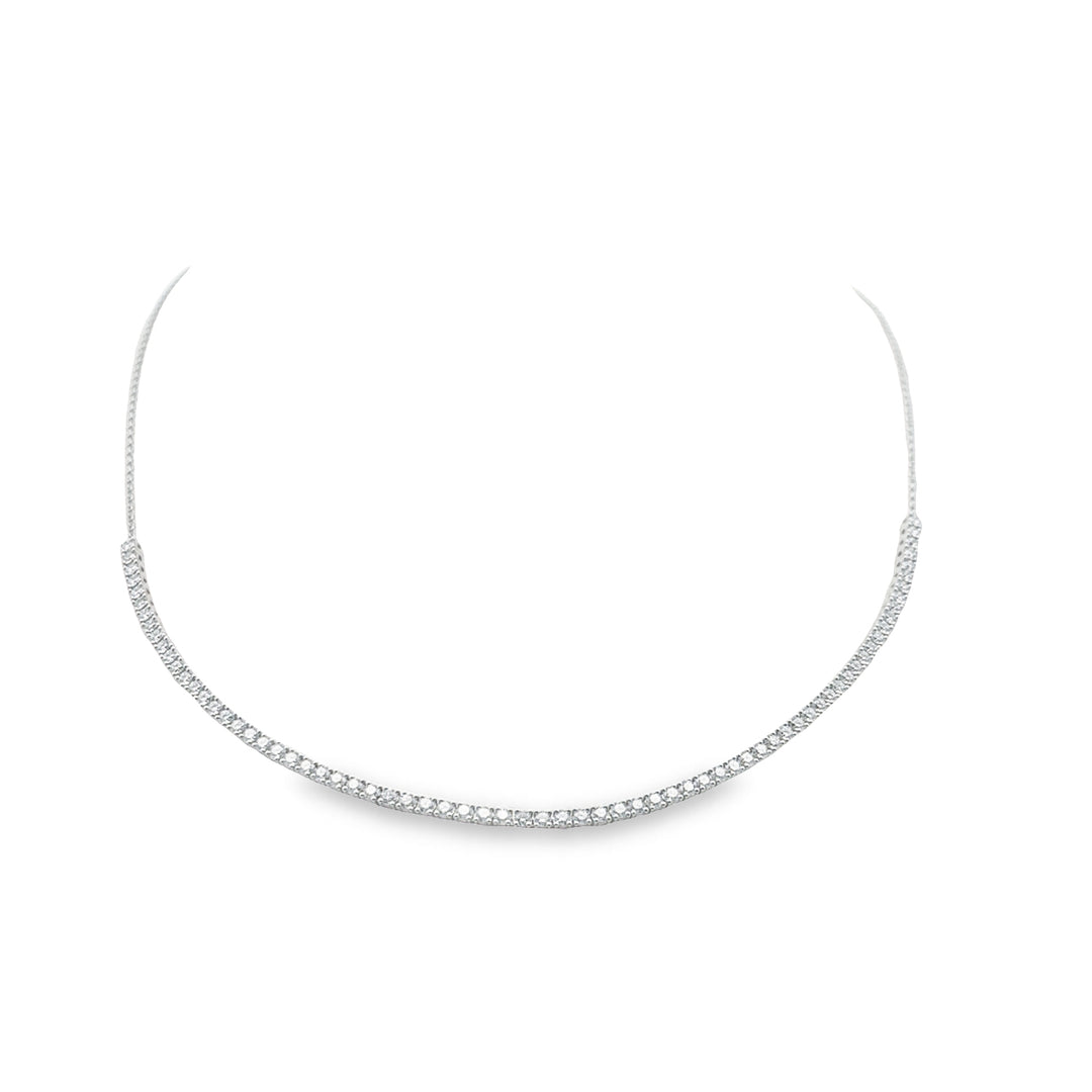 18K White Gold Diamond Uniform Half Line Tennis Necklace