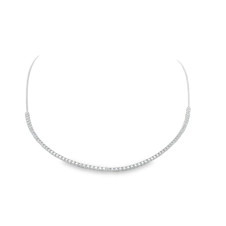 18K White Gold Diamond Uniform Half Line Tennis Necklace