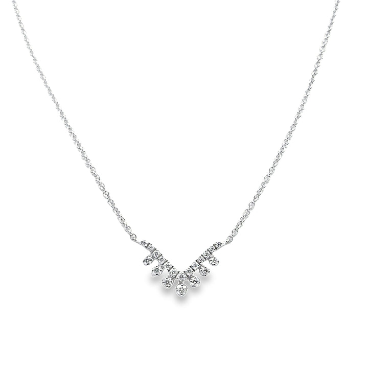 14K White Gold Diamond Arrow Pendant Necklace