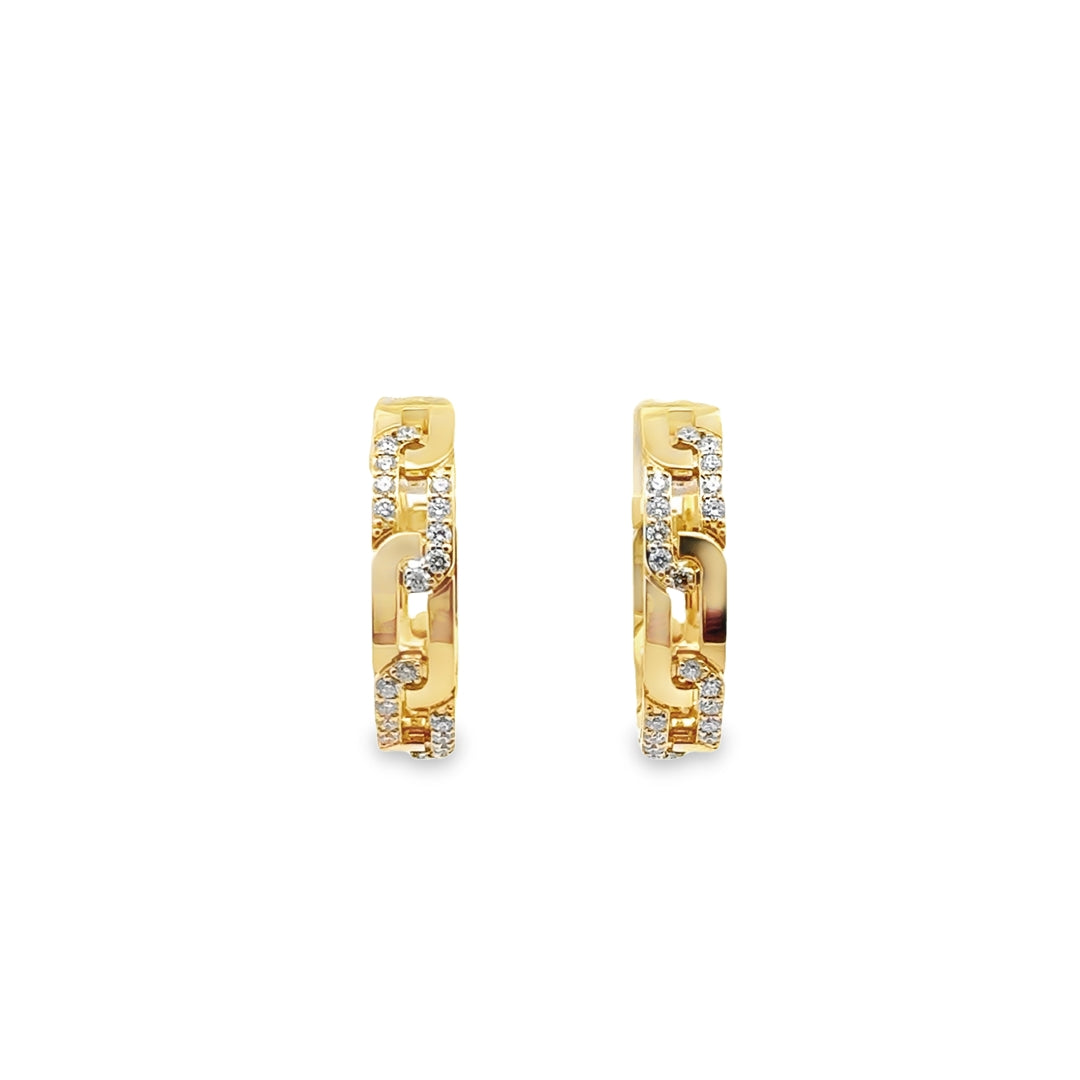 18K Yellow Gold Diamond Navarra Hoop Earrings (Large)