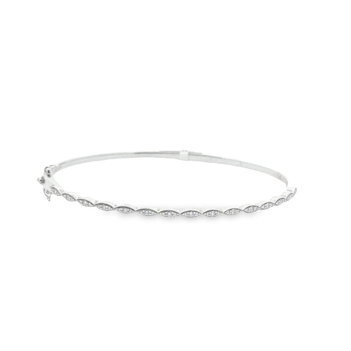 14K White Gold Diamond Bangle Bracelet (Medium)