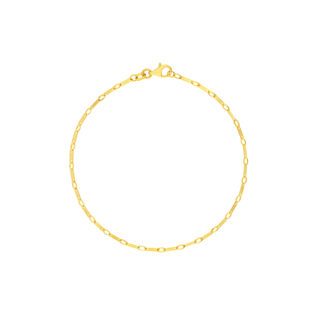14K Yellow Gold Flat Link Chain Bracelet