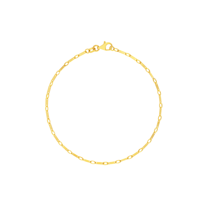 14K Yellow Gold Flat Link Chain Bracelet