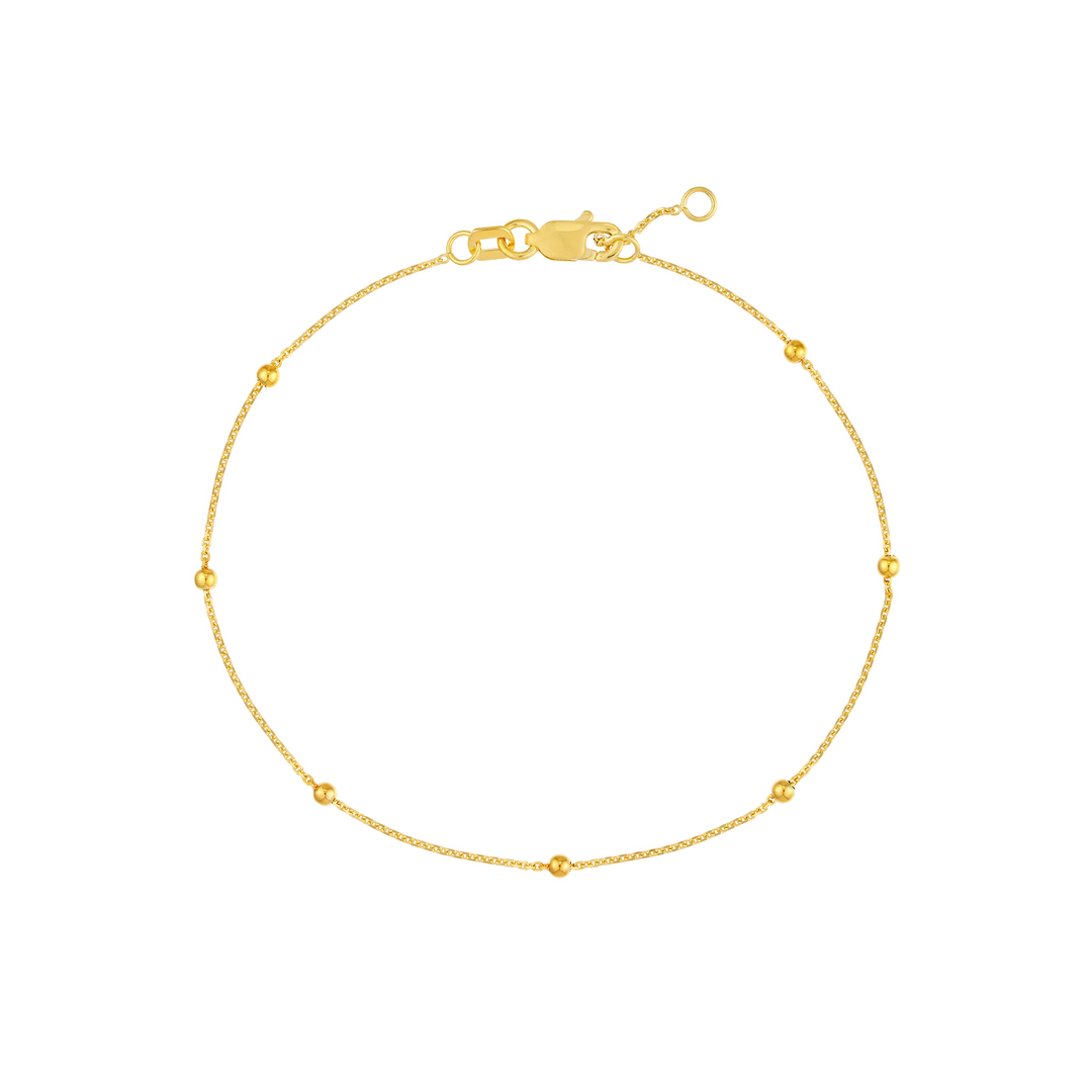 14K Yellow Gold Bead Station Bracelet