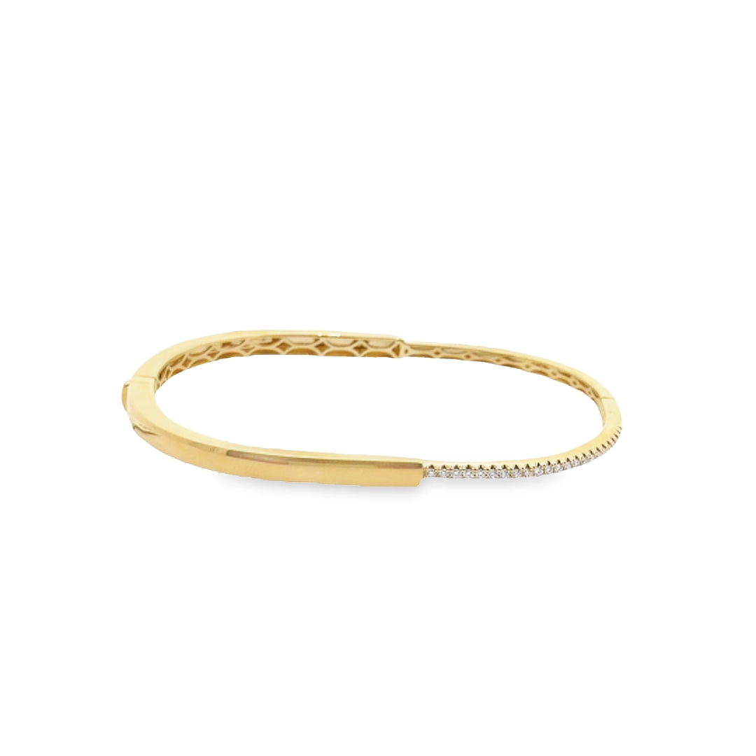 14K Yellow Gold Diamond Cuff Bangle