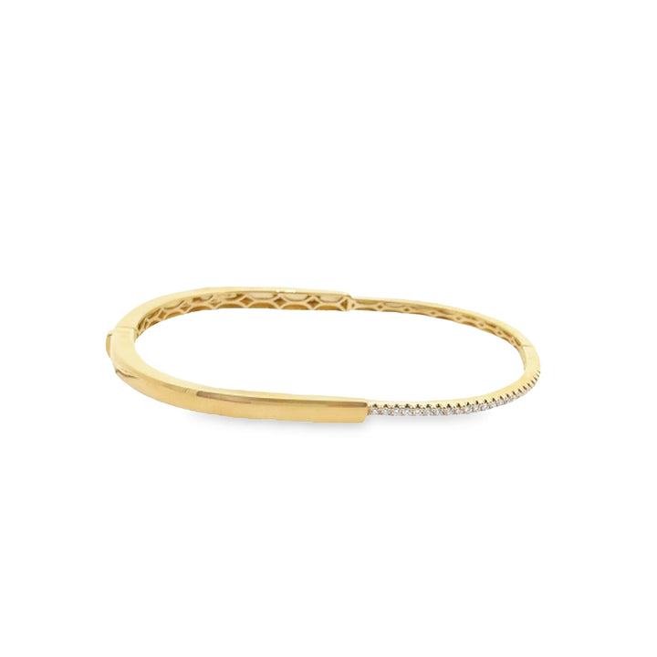 14K Yellow Gold Diamond Cuff Bangle
