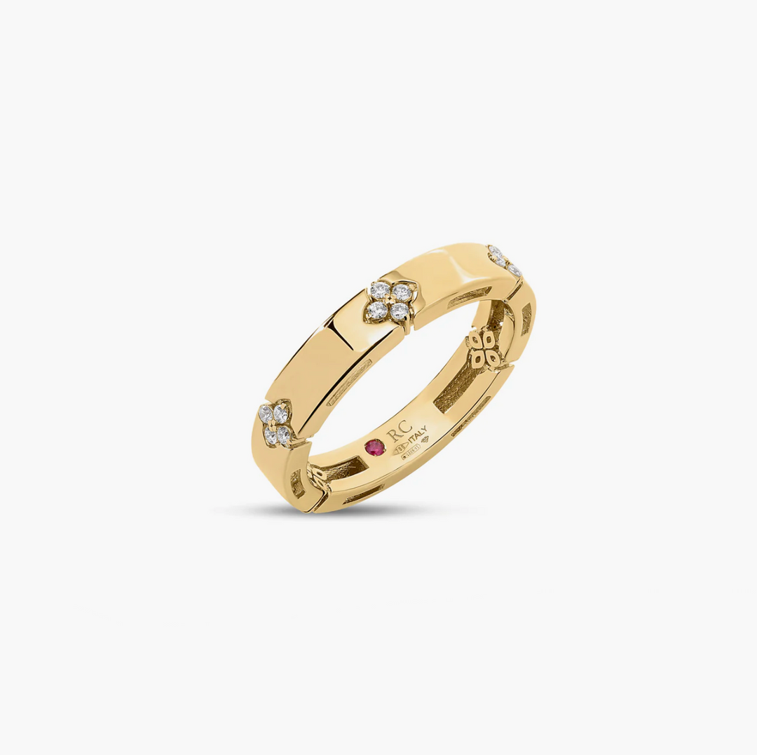 18K Yellow Gold Diamond Narrow Love In Verona Ring