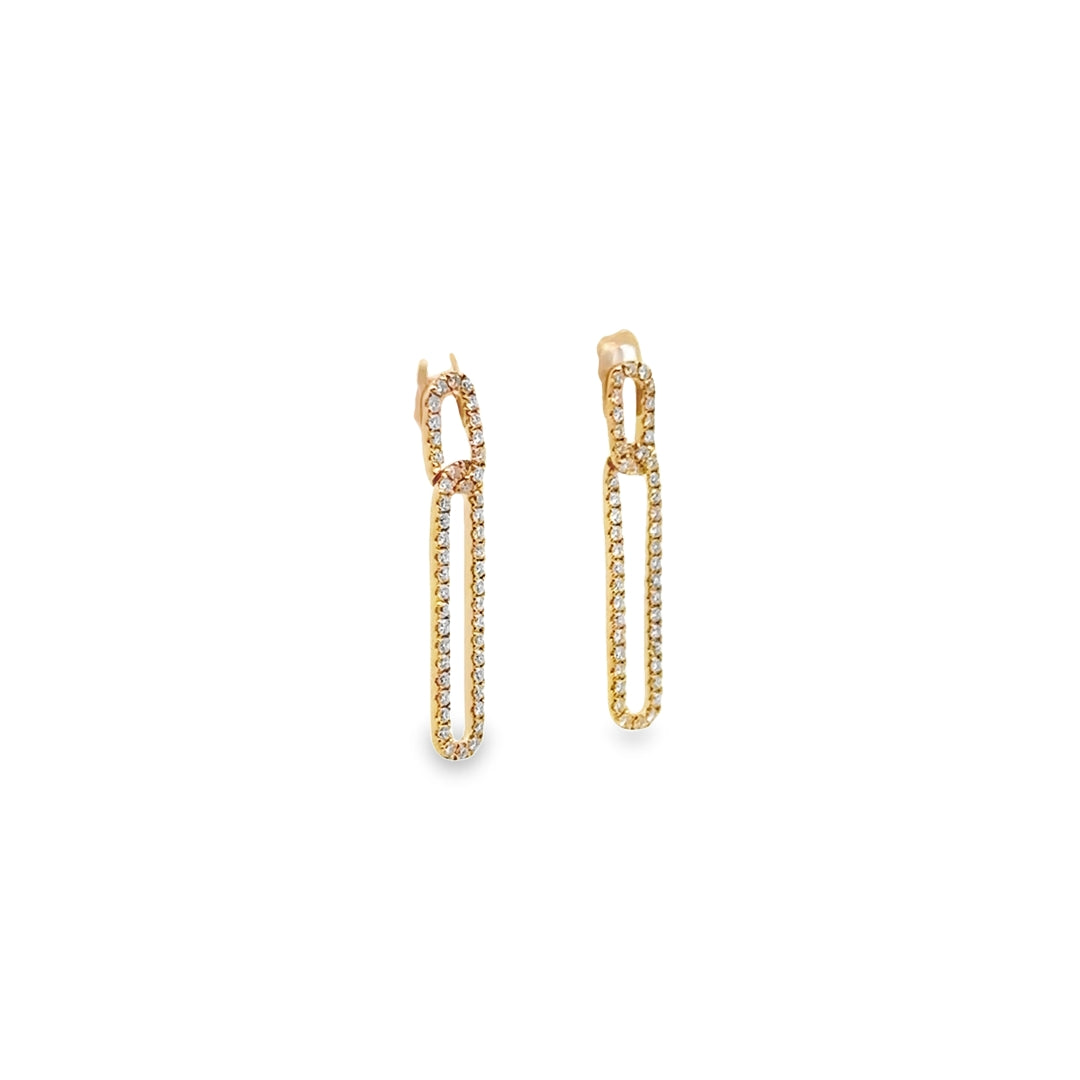 14K Yellow Gold Diamond Legacy Paperclip Drop Earrings (Small)
