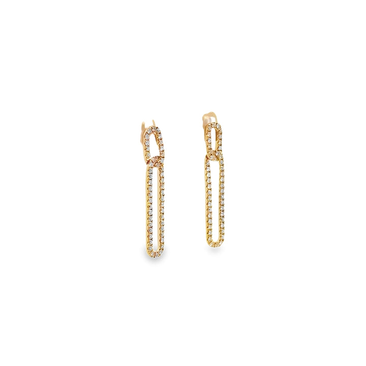 14K Yellow Gold Diamond Legacy Paperclip Drop Earrings (Small)