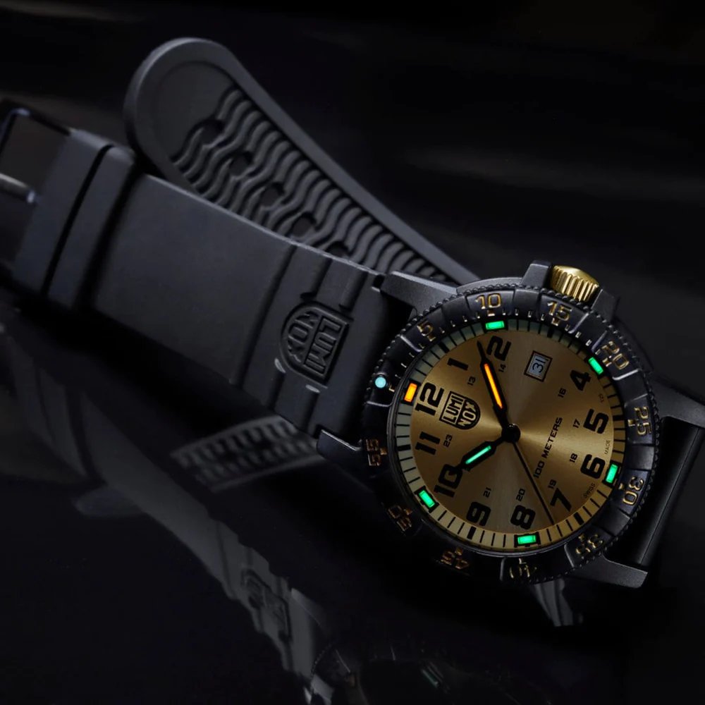 Leatherback SEA Turtle Giant Gold Black Quartz 44MM Watch