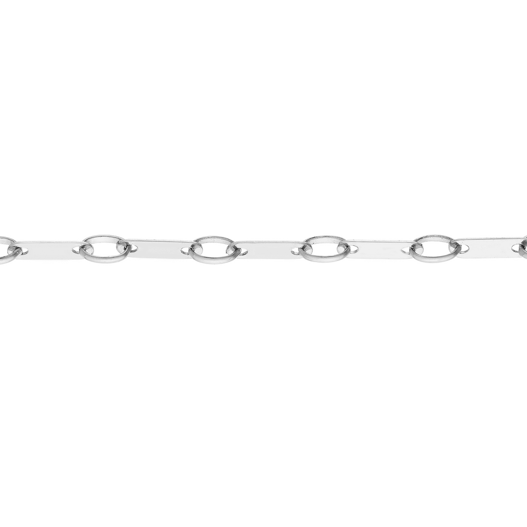 14K White Gold Flat Link Chain Bracelet