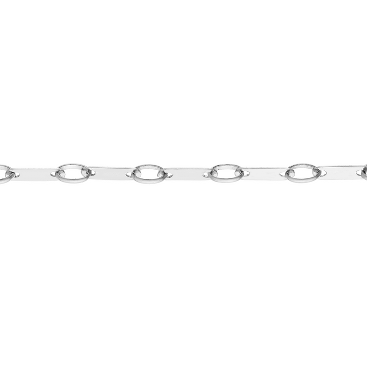 14K White Gold Flat Link Chain Bracelet