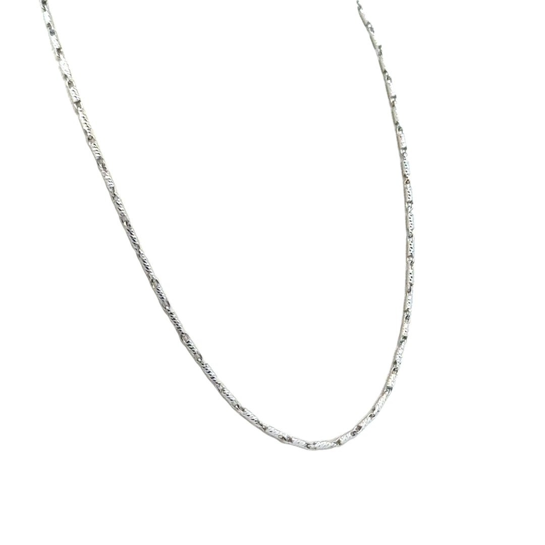 14K White Gold 16" Textured Mirror Chain