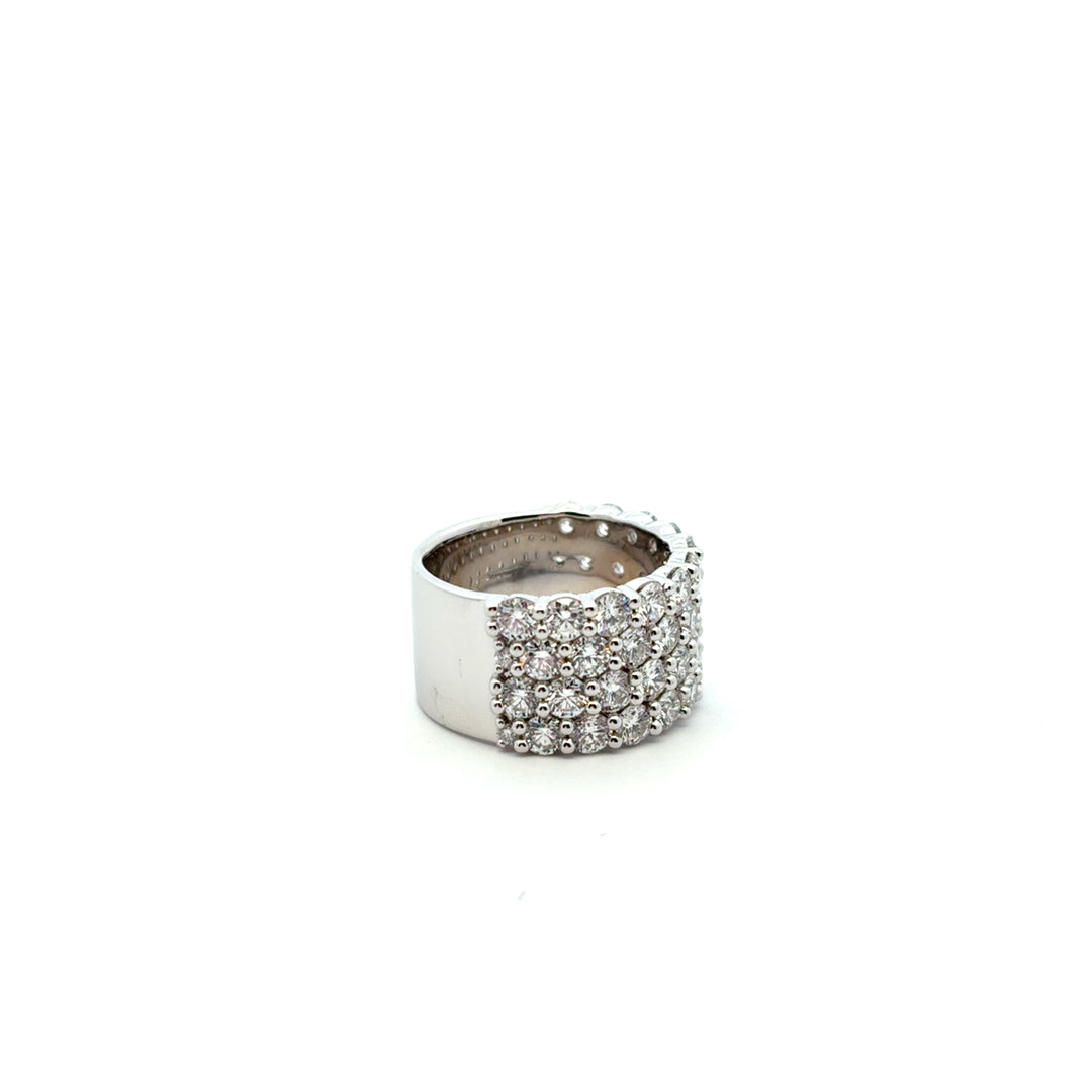 18K White Gold Diamond 4 Row Paramount Half Band Ring